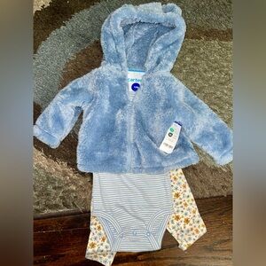 Carter’s Baby Boy 3 Piece Outfit 12 Month Hooded Sweater/Jacket New With Tags